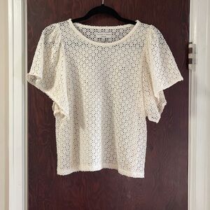 Madewell cream shirt with eyelet detail